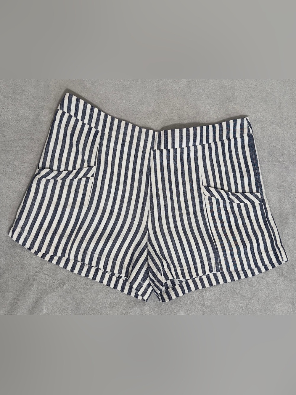 Anthropologie ett:twa blue and White Striped Women’s Linen Shorts - Picture 3 of 11